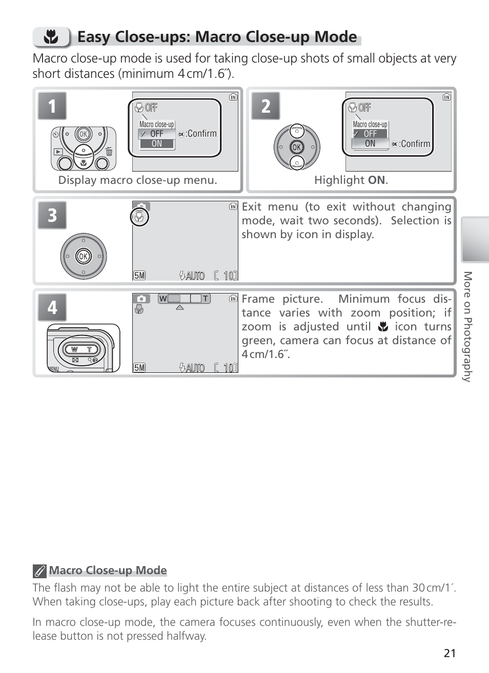 Easy close-ups: macro close-up mode | Nikon COOL PIX S1 User Manual | Page 31 / 110
