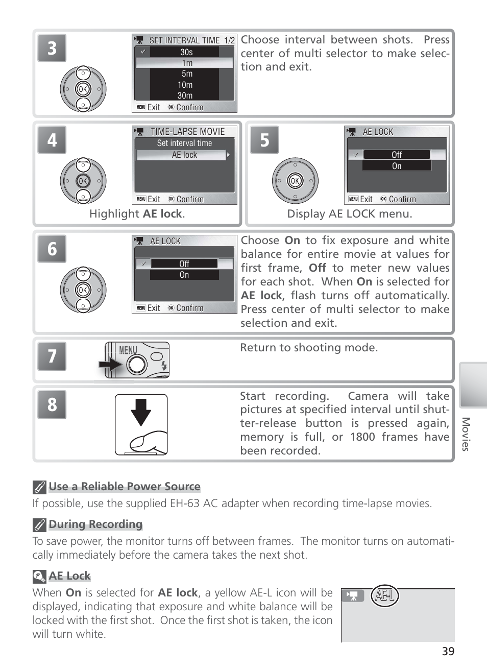 0h 0m 47s ae-l ae-l ae-l | Nikon COOL PIX S1 User Manual | Page 49 / 110