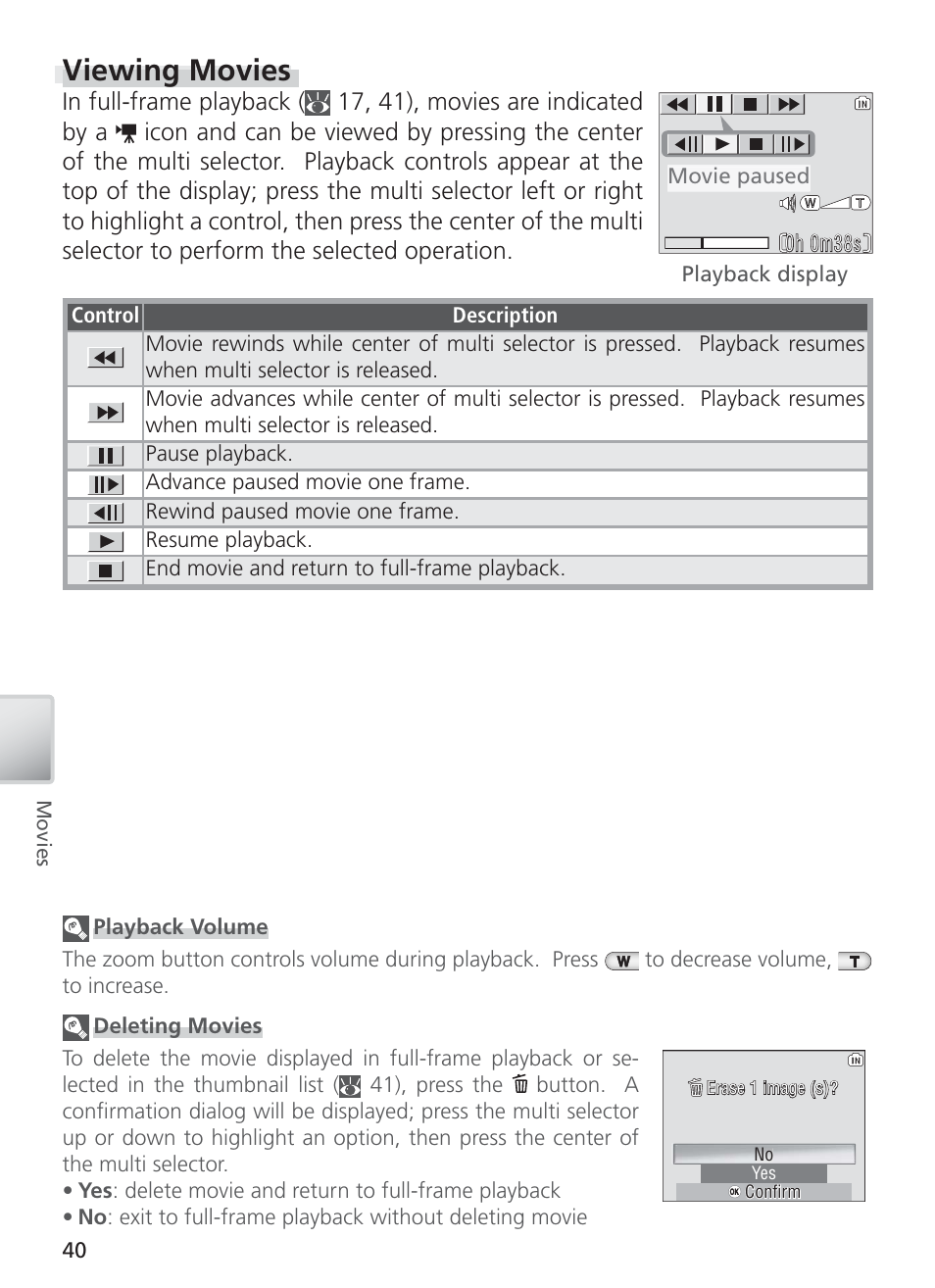 Viewing movies | Nikon COOL PIX S1 User Manual | Page 50 / 110