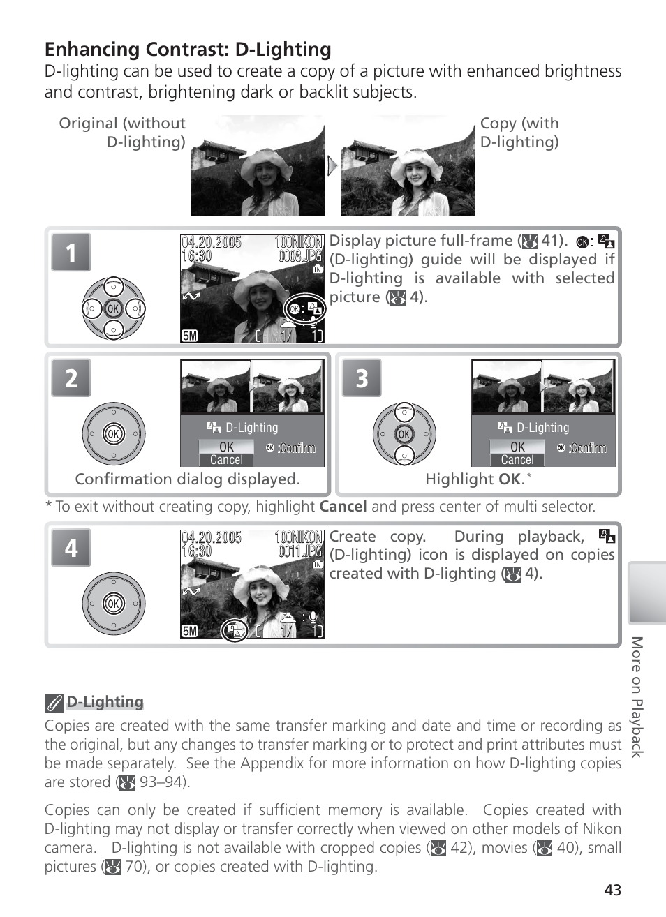 Enhancing contrast: d-lighting | Nikon COOL PIX S1 User Manual | Page 53 / 110