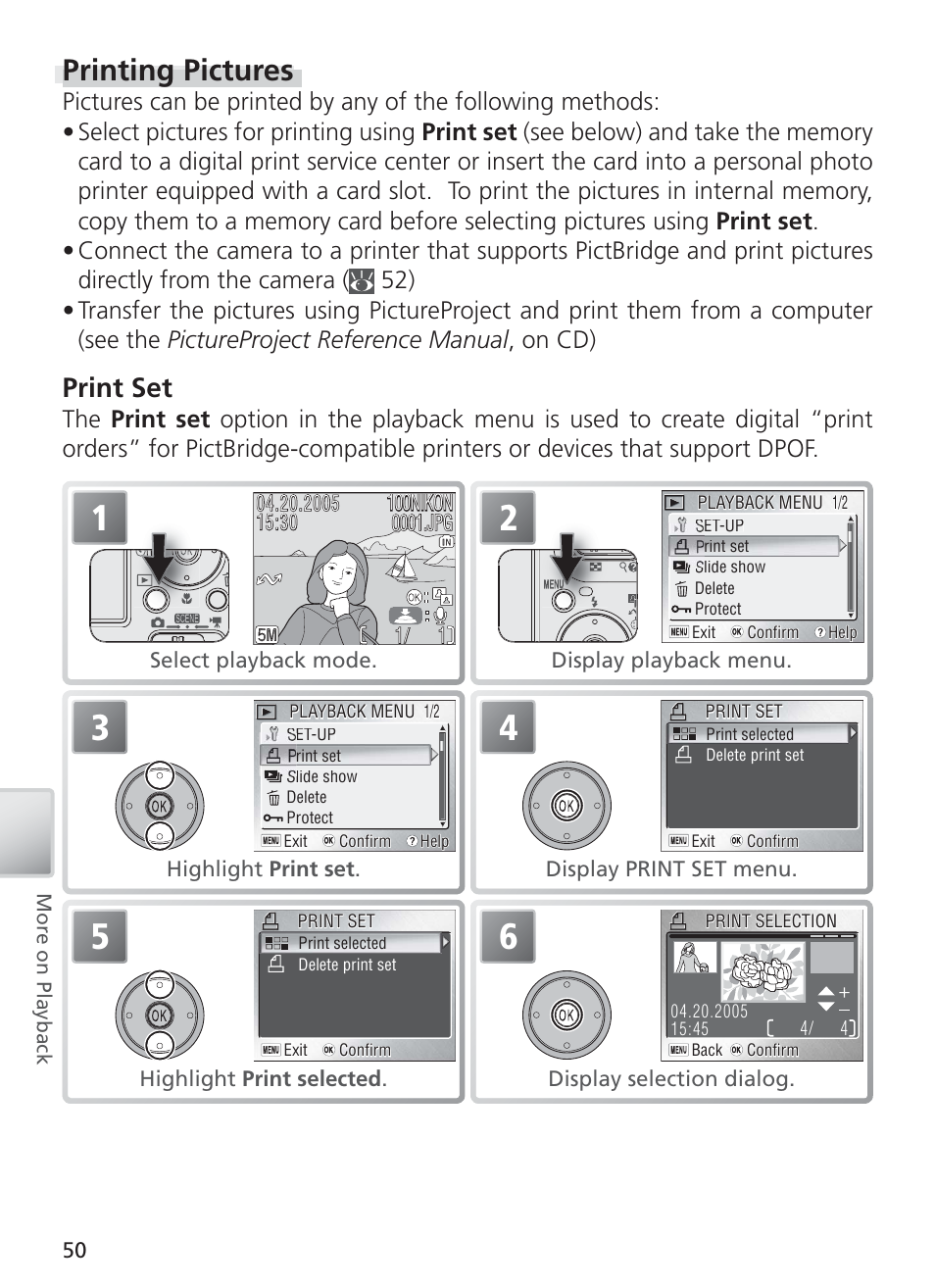 Printing pictures, Print set | Nikon COOL PIX S1 User Manual | Page 60 / 110