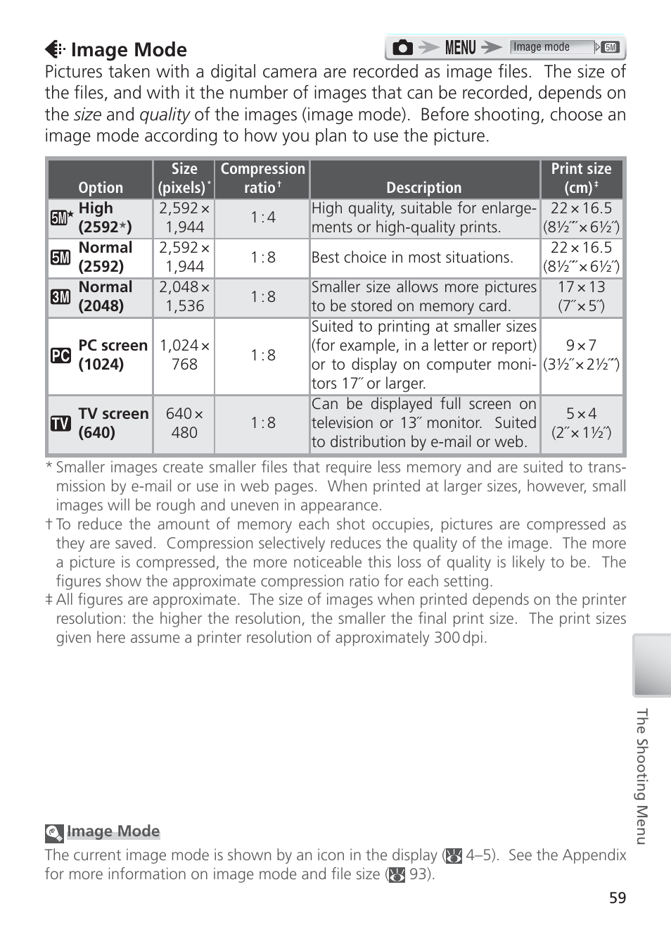 Image mode | Nikon COOL PIX S1 User Manual | Page 69 / 110