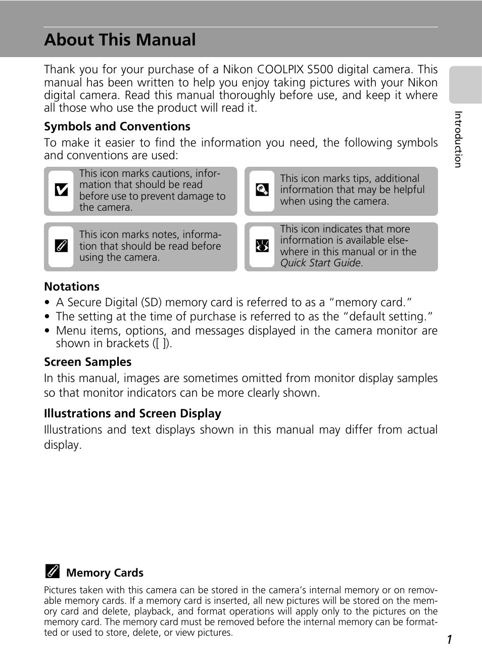 About this manual, Cl j k | Nikon CoolPix S500 User Manual | Page 13 / 147