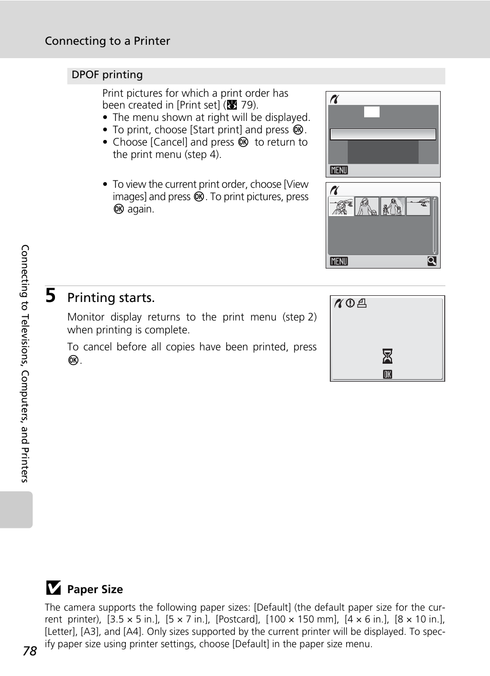 Printing starts | Nikon CoolPix S500 User Manual | Page 90 / 147