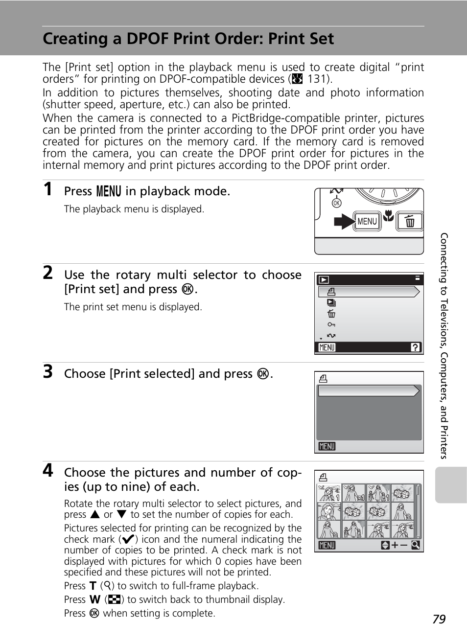 Creating a dpof print order: print set, Print set, Ng (c 79) | C 79), C 79 | Nikon CoolPix S500 User Manual | Page 91 / 147