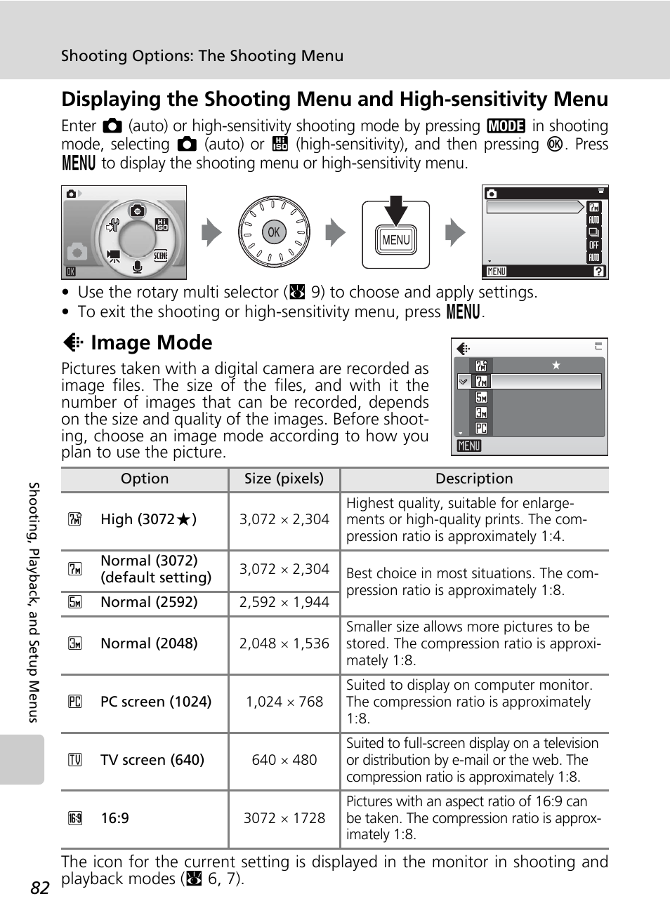 Image mode, Mode (c 82), C 82 | Mode (c 82) s, C 82), Zimage mode | Nikon CoolPix S500 User Manual | Page 94 / 147