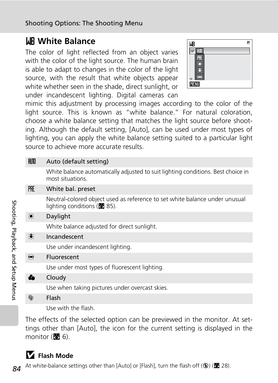White balance, C 84), Dwhite balance | Nikon CoolPix S500 User Manual | Page 96 / 147