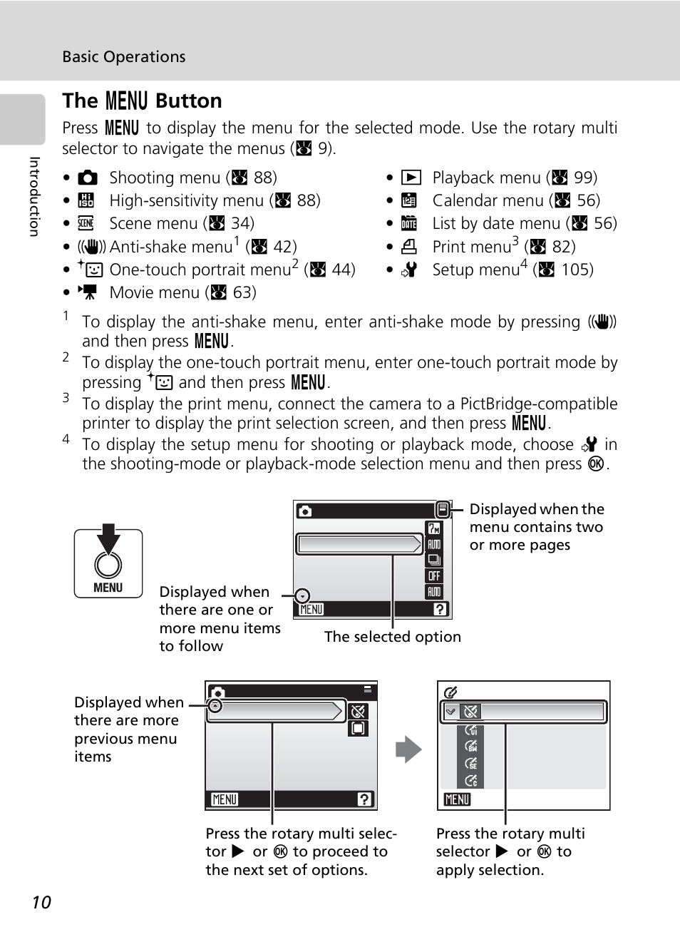 The menu button, The m button, C 10 | Nikon Coolpix S50 User Manual | Page 22 / 156