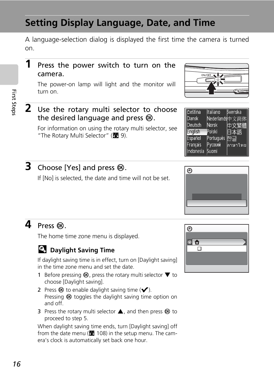 Setting display language, date, and time | Nikon Coolpix S50 User Manual | Page 28 / 156