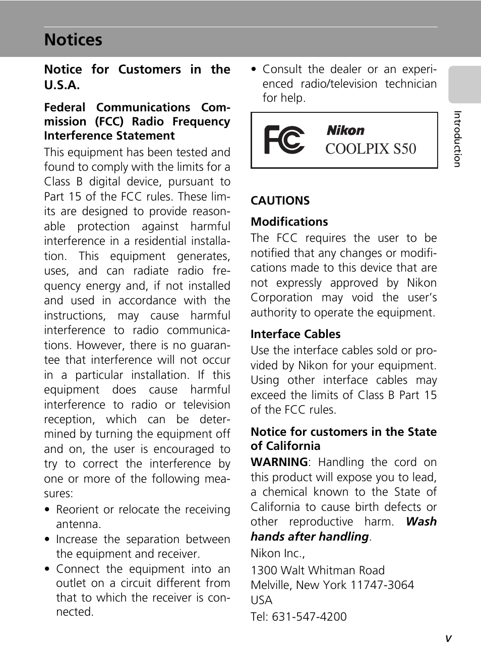 Notices, Coolpix s50 | Nikon Coolpix S50 User Manual | Page 7 / 156