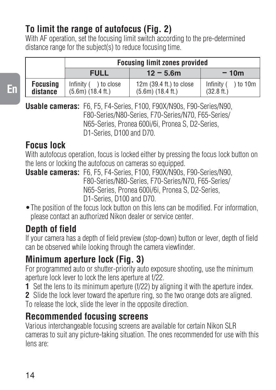 Nikon AF-S NIKKOR ED 600MM User Manual | Page 14 / 56