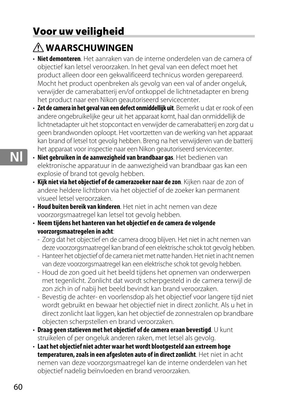 Voor uw veiligheid, Waarschuwingen, Jp en de fr es sv ru nl it cz sk ro ua ck ch kr | Nikon 55-300 User Manual | Page 60 / 140