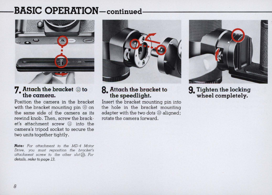 0^ secure the bracket mounting adapter, Basic operation | Nikon SB 11 User Manual | Page 8 / 38