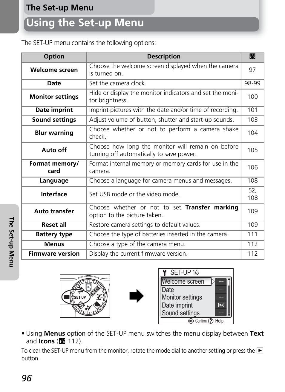 Using the set-up menu, The set-up menu | Nikon 7600 User Manual | Page 106 / 140