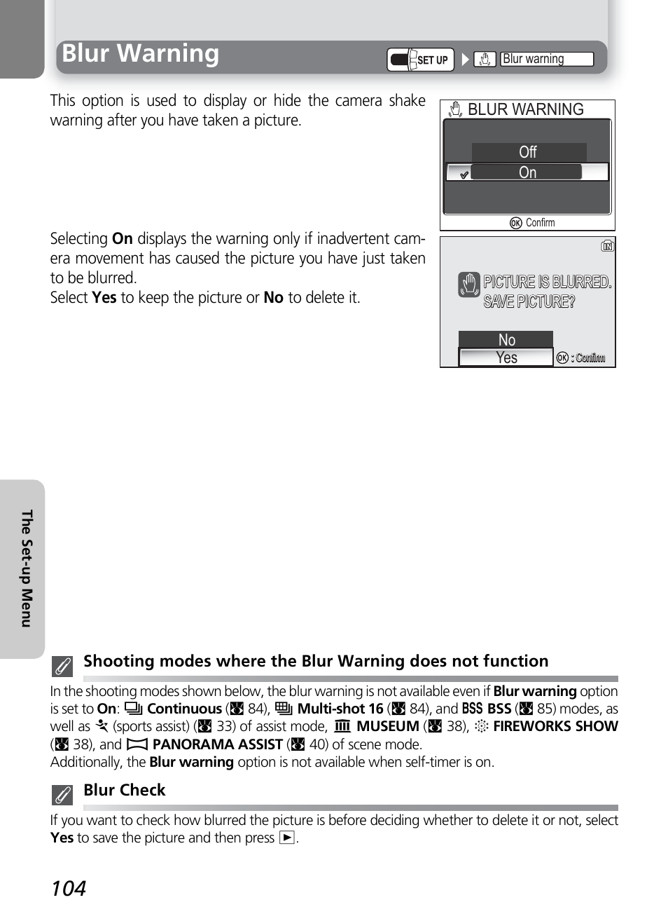 Blur warning | Nikon 7600 User Manual | Page 114 / 140