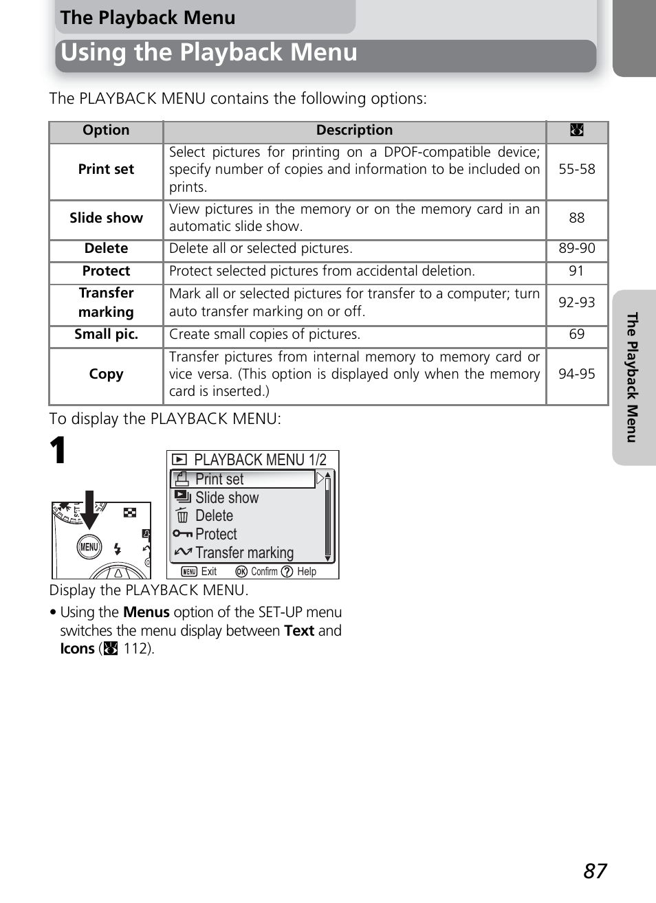 Using the playback menu, The playback menu | Nikon 7600 User Manual | Page 97 / 140