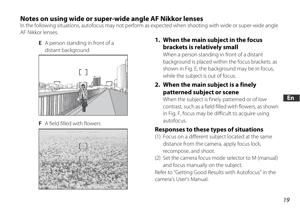 Responses to these types of situations | Nikon AF-S DX NIKKOR 18-55mm f/3.5-5.6GVR ED User Manual | Page 19 / 104