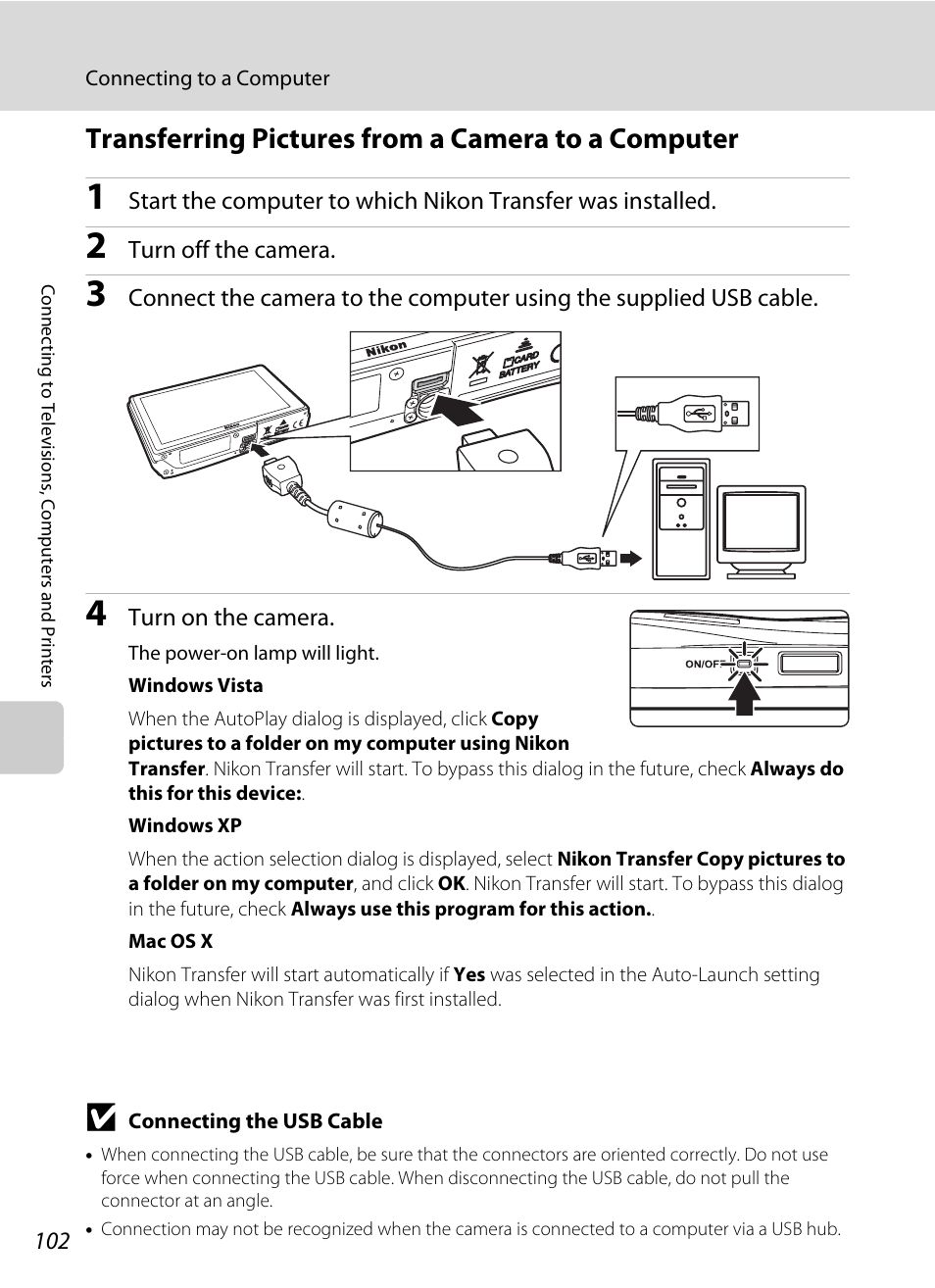 Transferring pictures from a camera to a computer | Nikon Coolpix S60 User Manual | Page 114 / 184