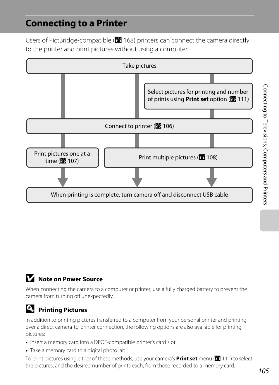 Connecting to a printer | Nikon Coolpix S60 User Manual | Page 117 / 184