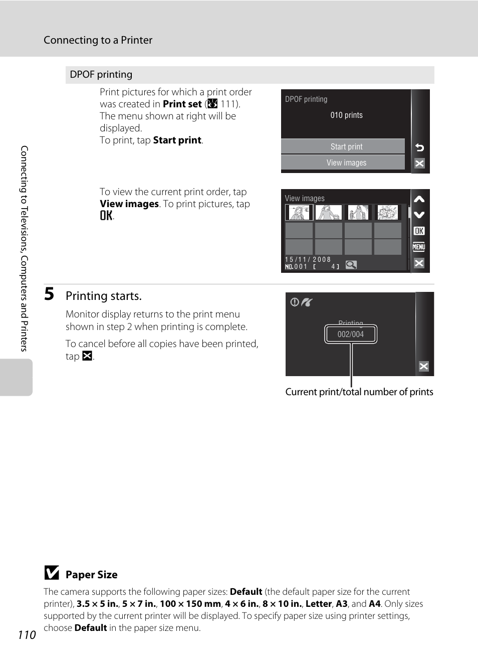 Printing starts | Nikon Coolpix S60 User Manual | Page 122 / 184