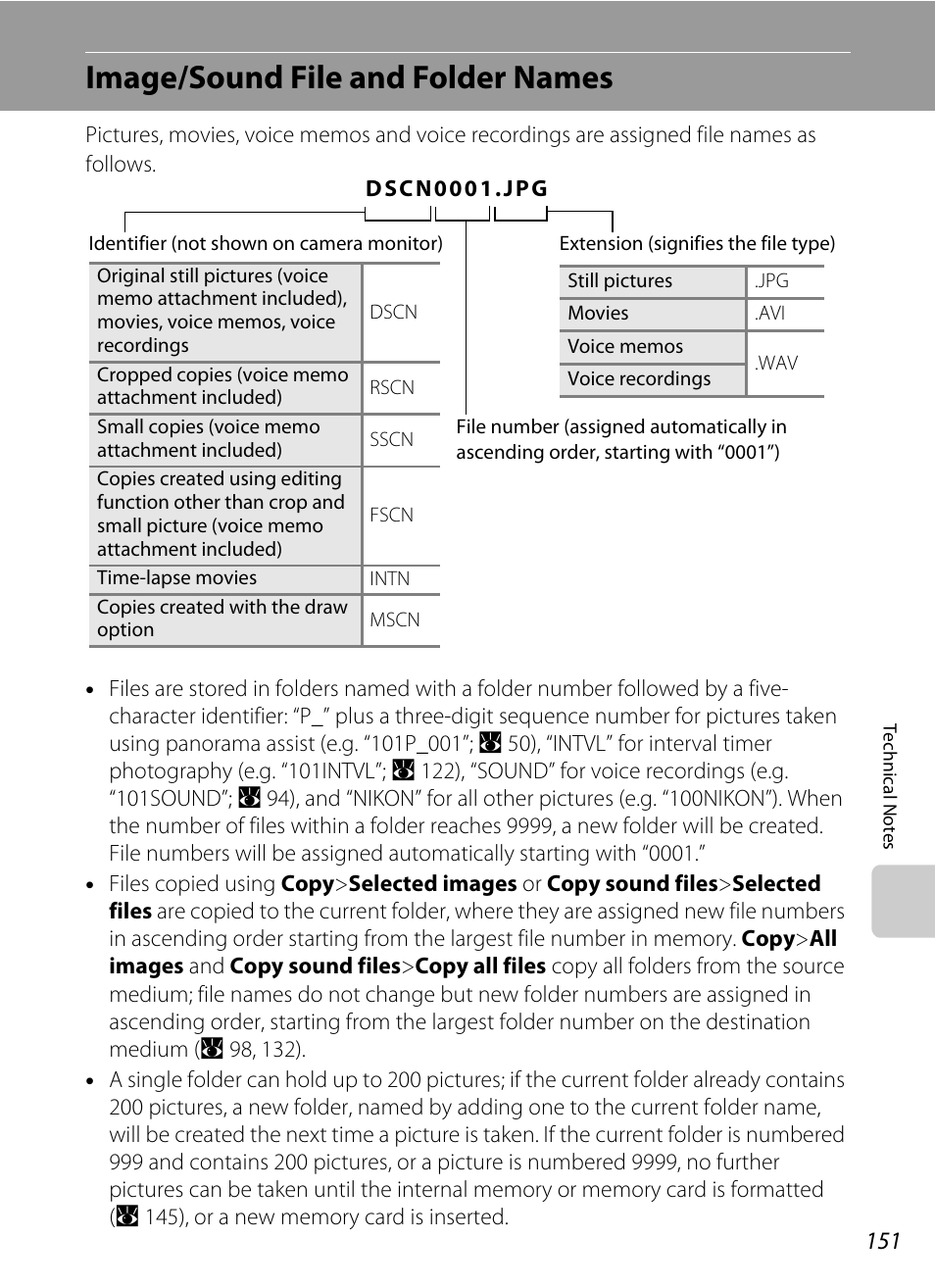 Image/sound file and folder names, A 151) for mor, A 151). th | A 151) from the | Nikon Coolpix S60 User Manual | Page 163 / 184