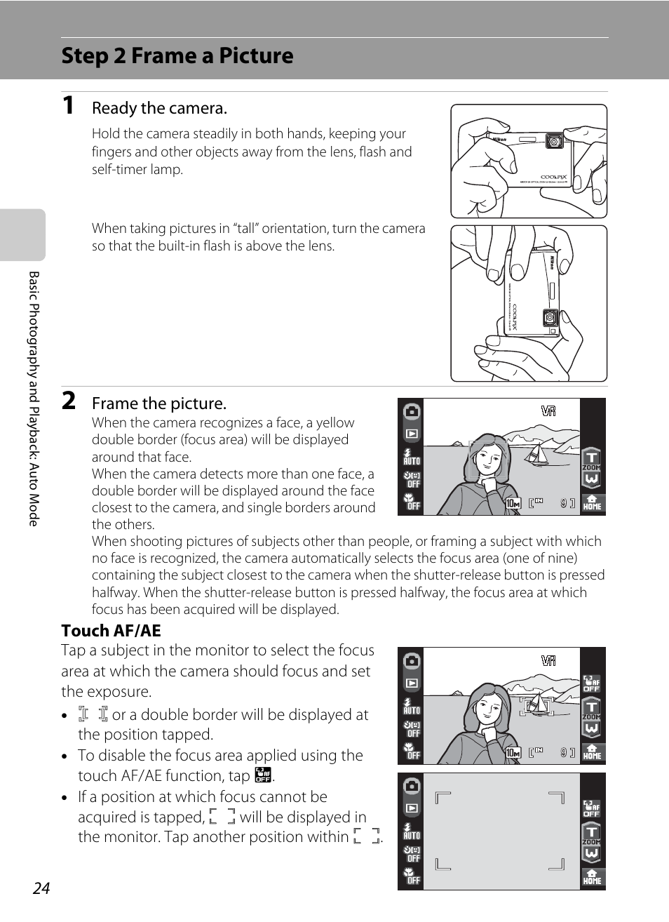 Step 2 frame a picture | Nikon Coolpix S60 User Manual | Page 36 / 184