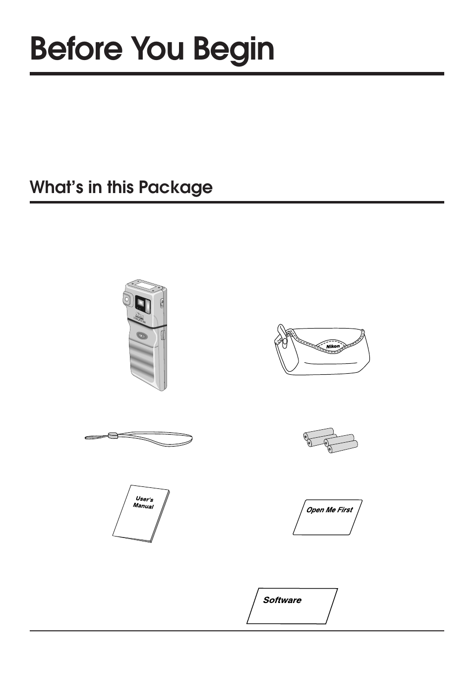 Before you begin, What’s in this package | Nikon Coolpix 100 User Manual | Page 15 / 50