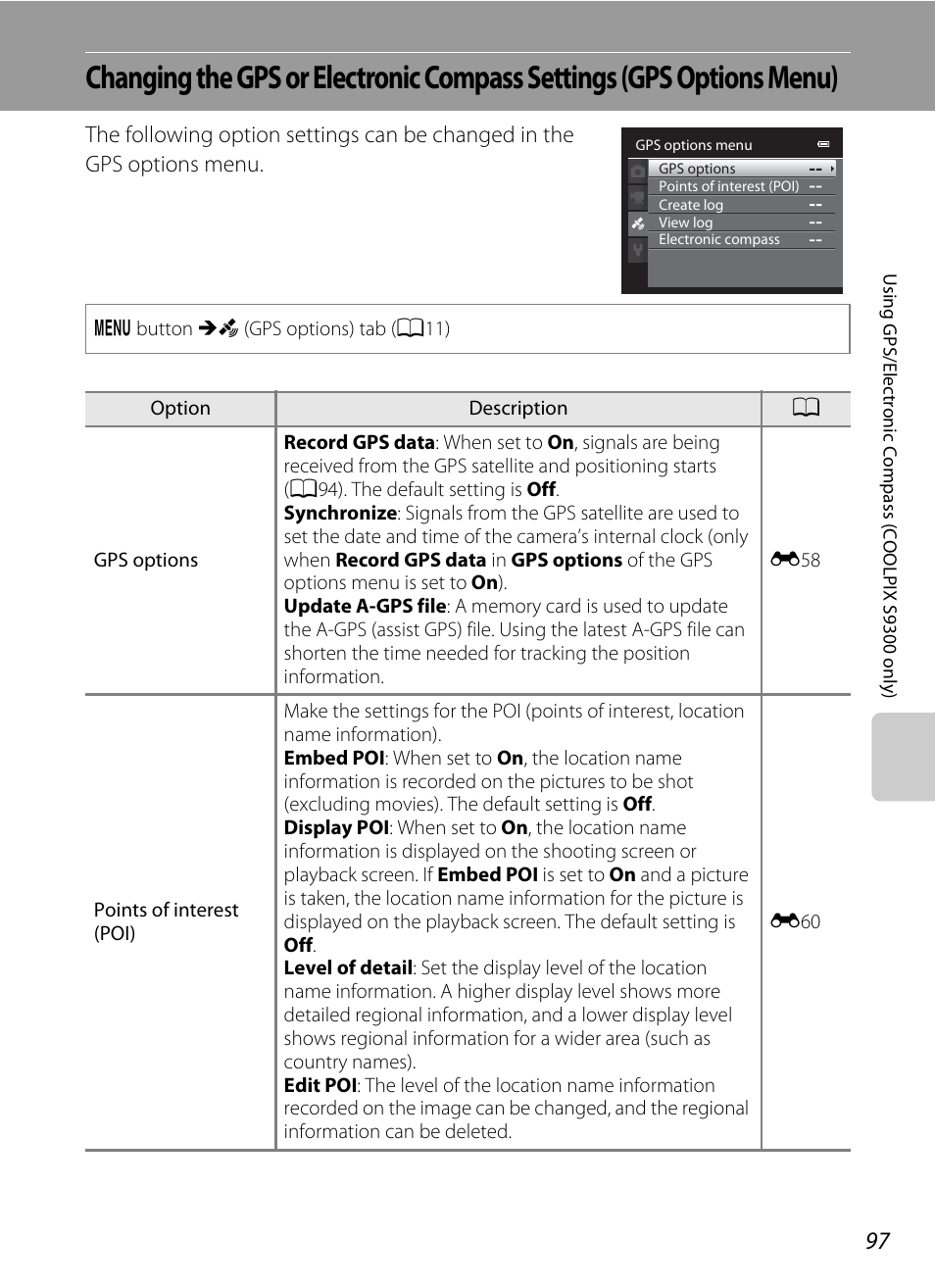 A97), A97) i | Nikon Coolpix S9300 User Manual | Page 115 / 244