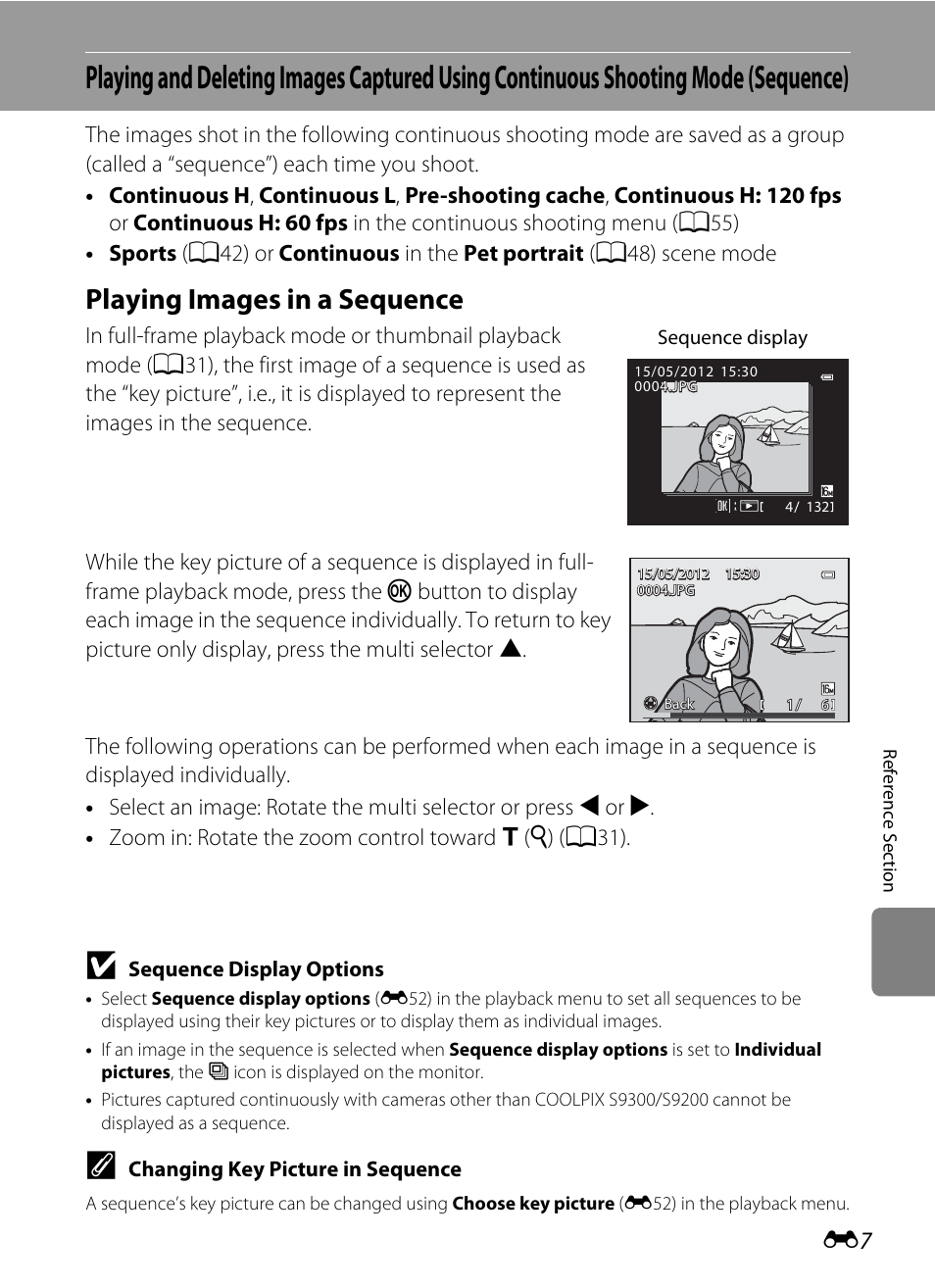 Playing images in a sequence | Nikon Coolpix S9300 User Manual | Page 127 / 244