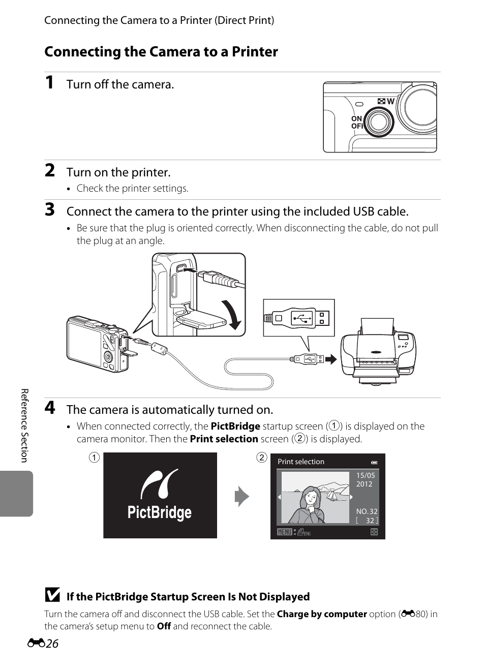 Connecting the camera to a printer, E26) | Nikon Coolpix S9300 User Manual | Page 146 / 244