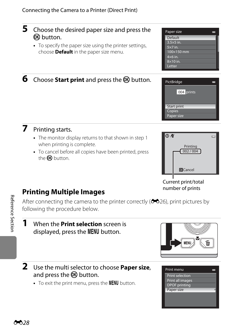 Printing multiple images, E28) | Nikon Coolpix S9300 User Manual | Page 148 / 244