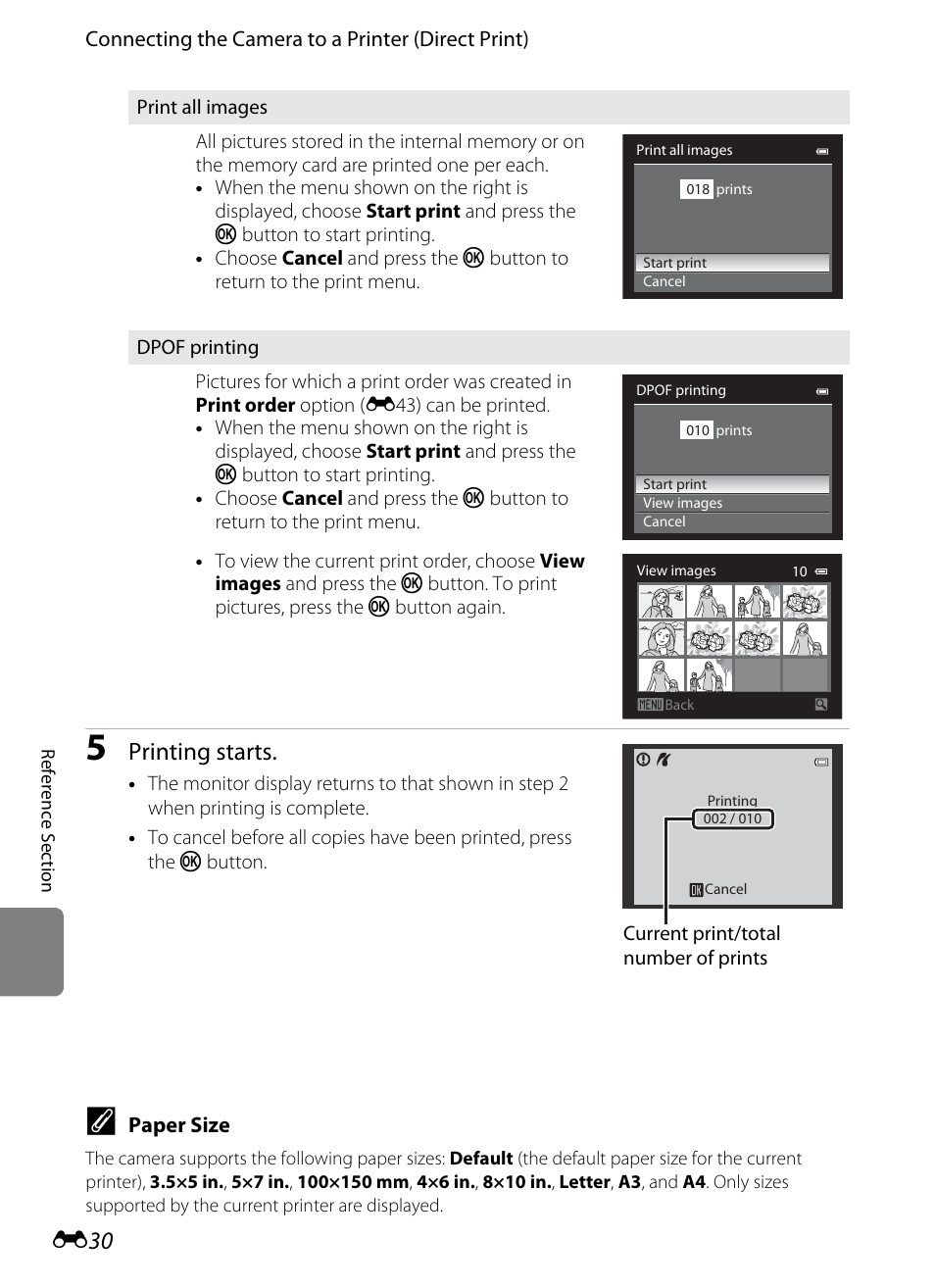 Printing starts | Nikon Coolpix S9300 User Manual | Page 150 / 244