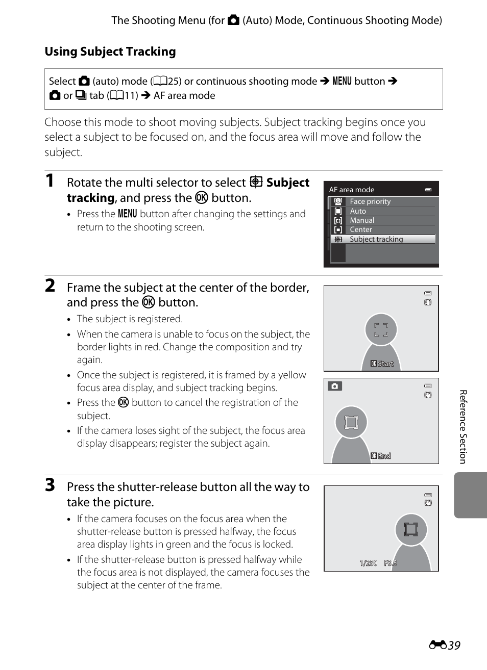Using subject tracking, E39) | Nikon Coolpix S9300 User Manual | Page 159 / 244