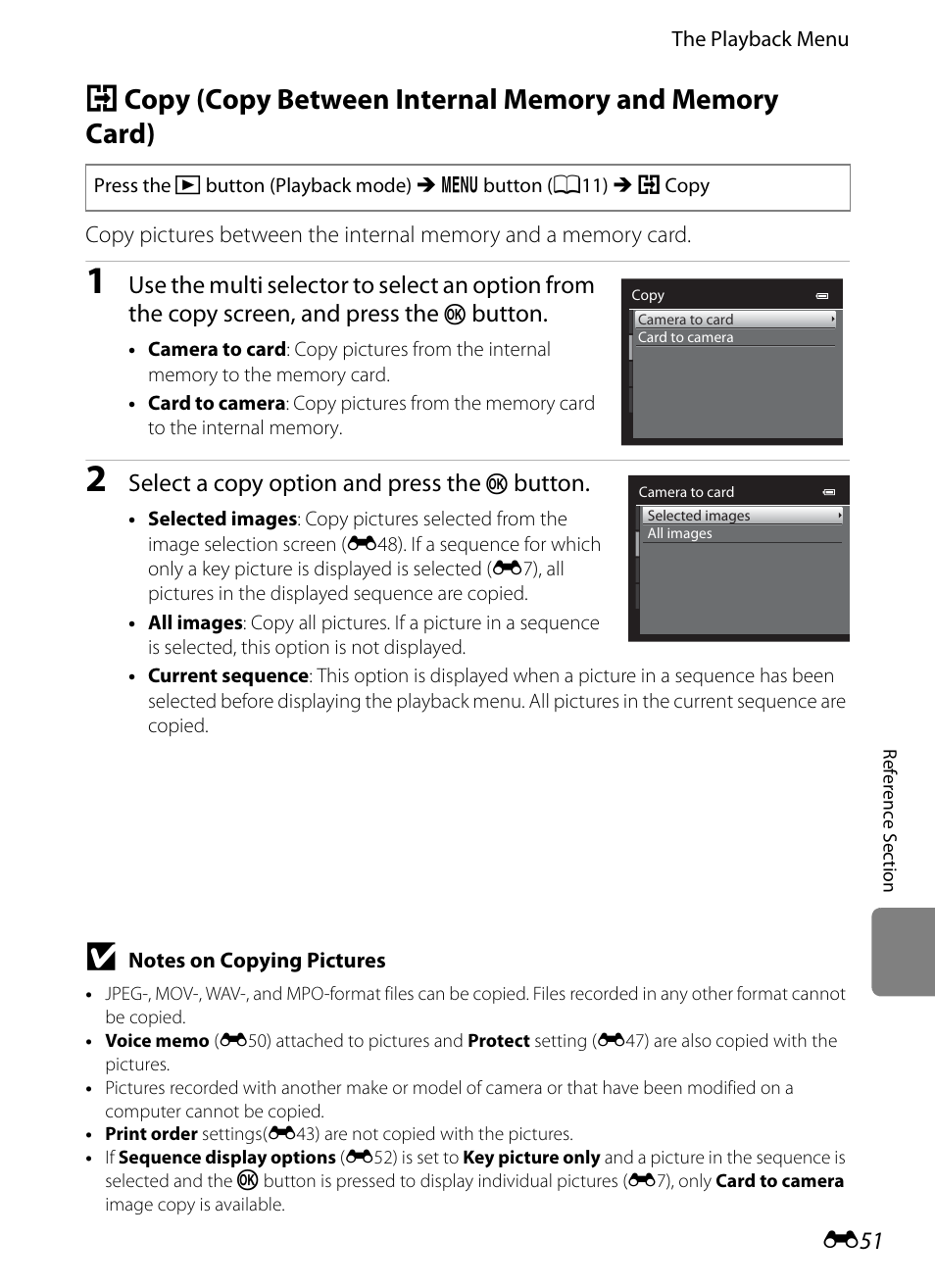 Button, Select a copy option and press the | Nikon Coolpix S9300 User Manual | Page 171 / 244