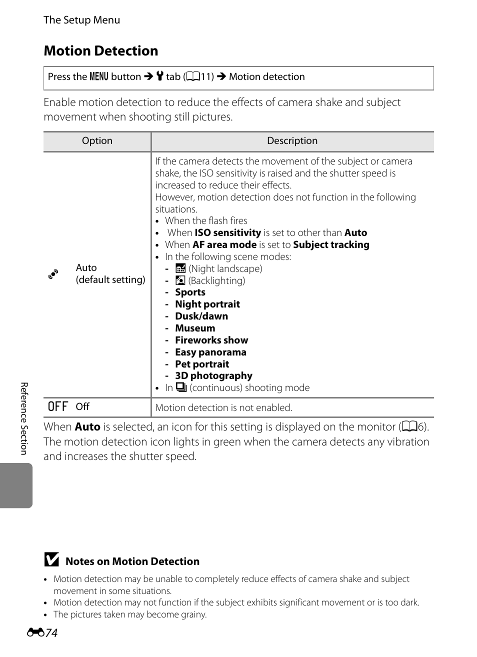 Motion detection | Nikon Coolpix S9300 User Manual | Page 194 / 244