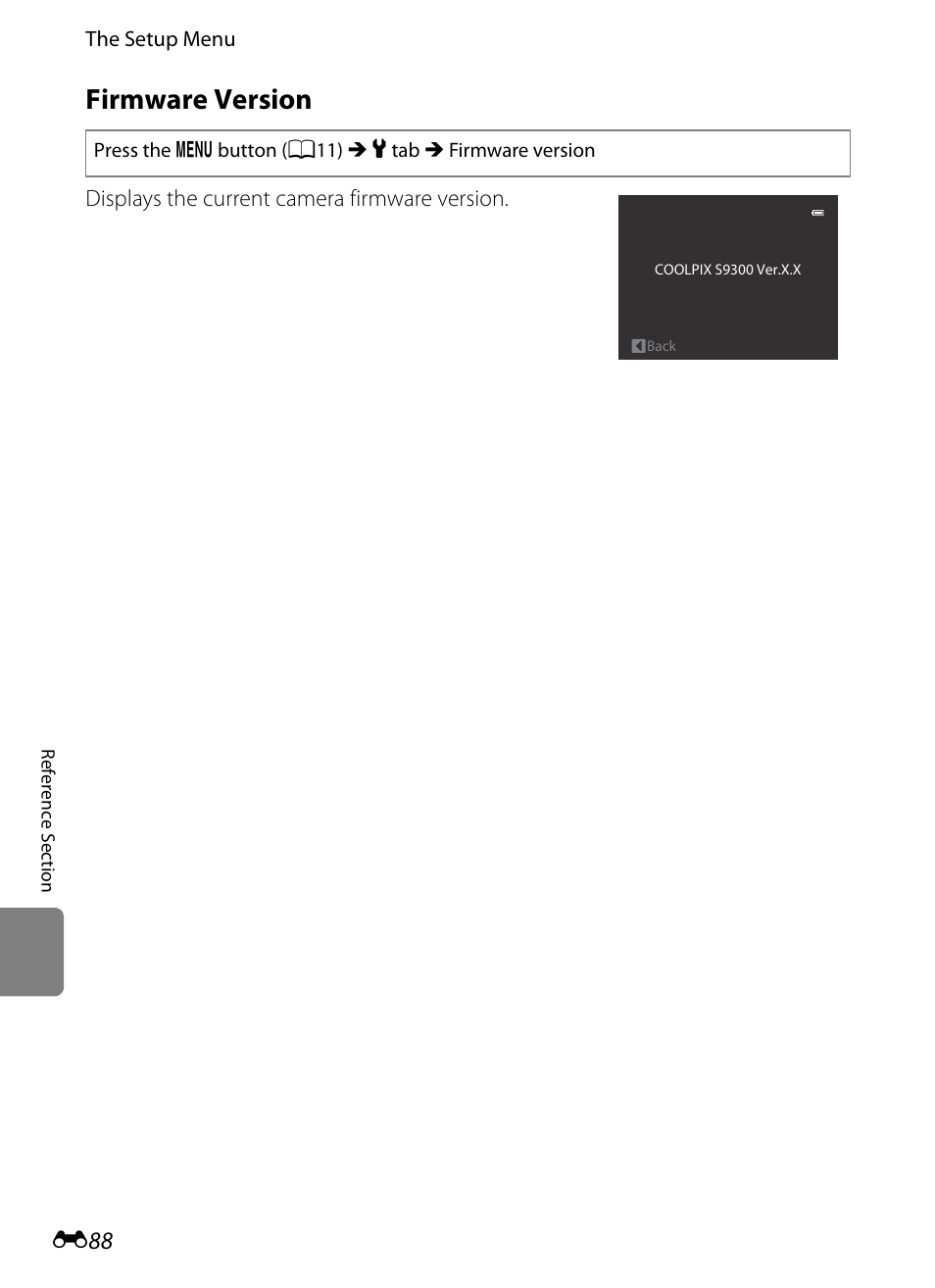 Firmware version | Nikon Coolpix S9300 User Manual | Page 208 / 244