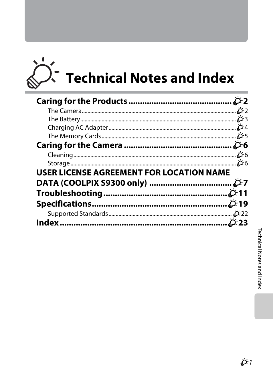 Technical notes and index | Nikon Coolpix S9300 User Manual | Page 217 / 244