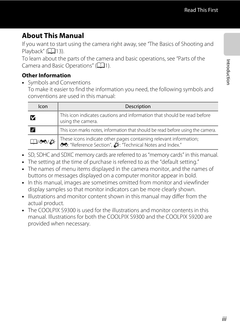 About this manual | Nikon Coolpix S9300 User Manual | Page 5 / 244
