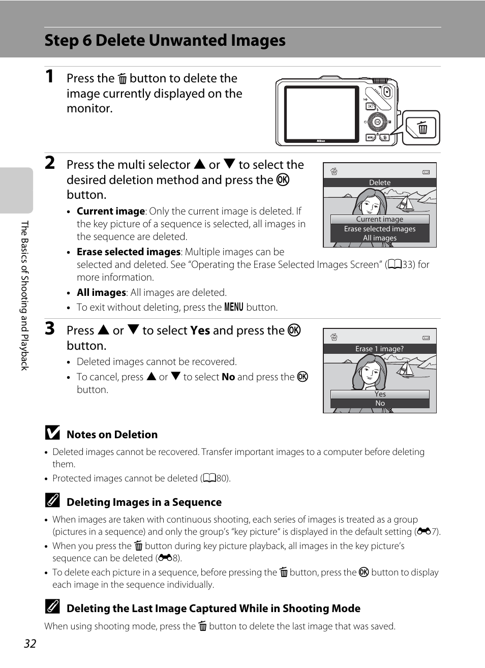 Step 6 delete unwanted images | Nikon Coolpix S9300 User Manual | Page 50 / 244