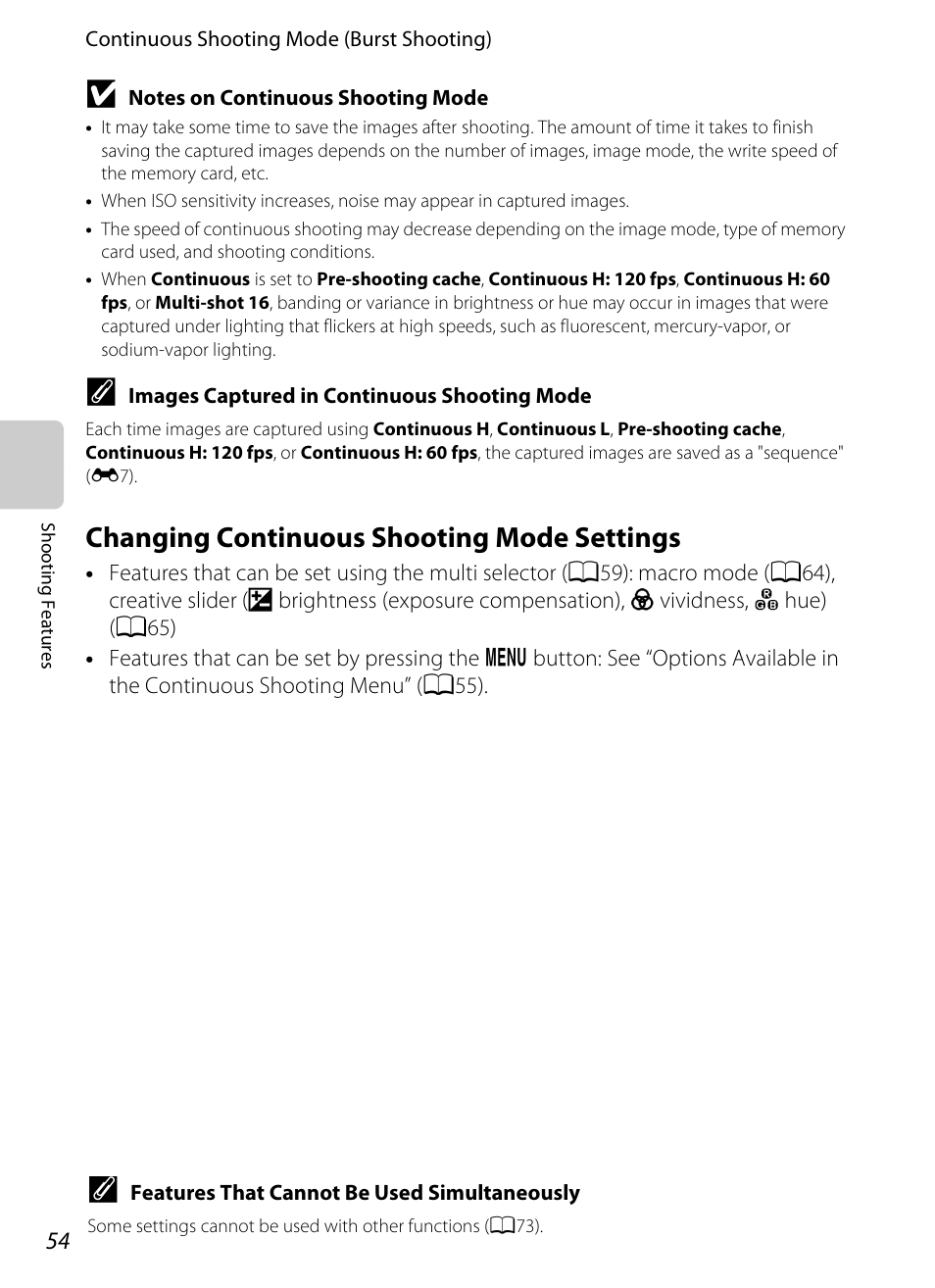 Changing continuous shooting mode settings | Nikon Coolpix S9300 User Manual | Page 72 / 244