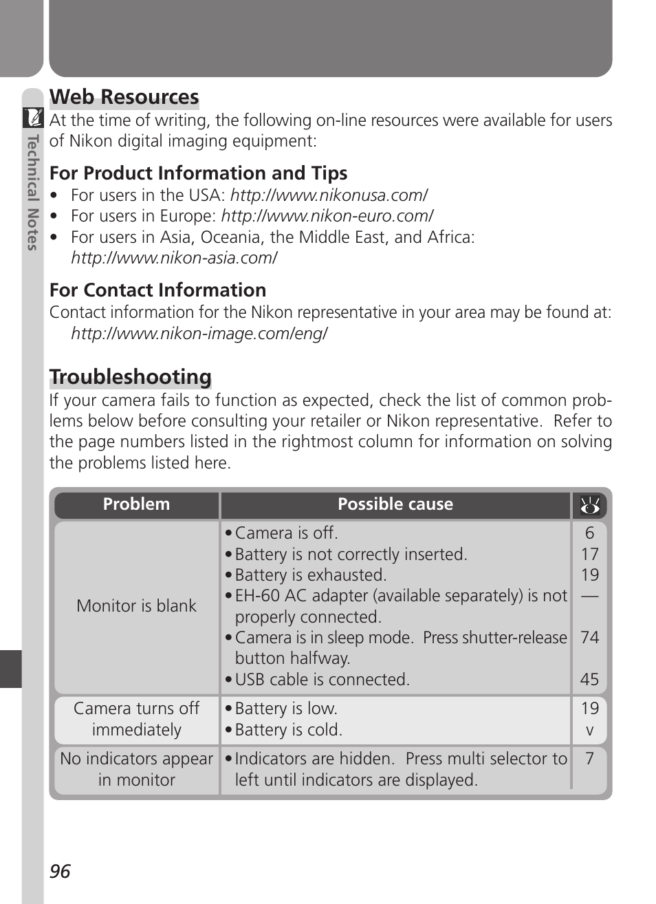 Web resources, Troubleshooting | Nikon Coolpix 2500 User Manual | Page 108 / 120