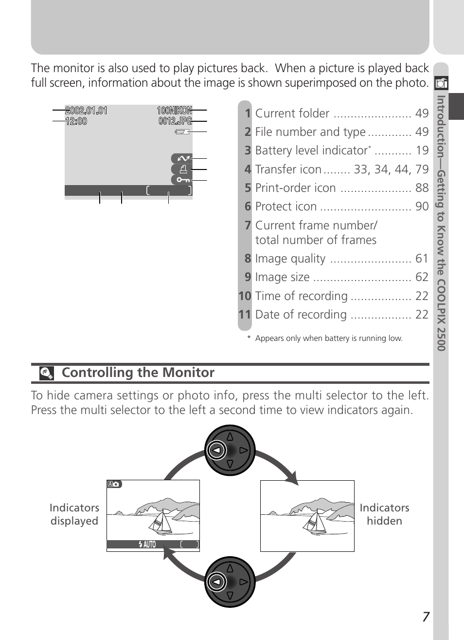 Controlling the monitor | Nikon Coolpix 2500 User Manual | Page 19 / 120