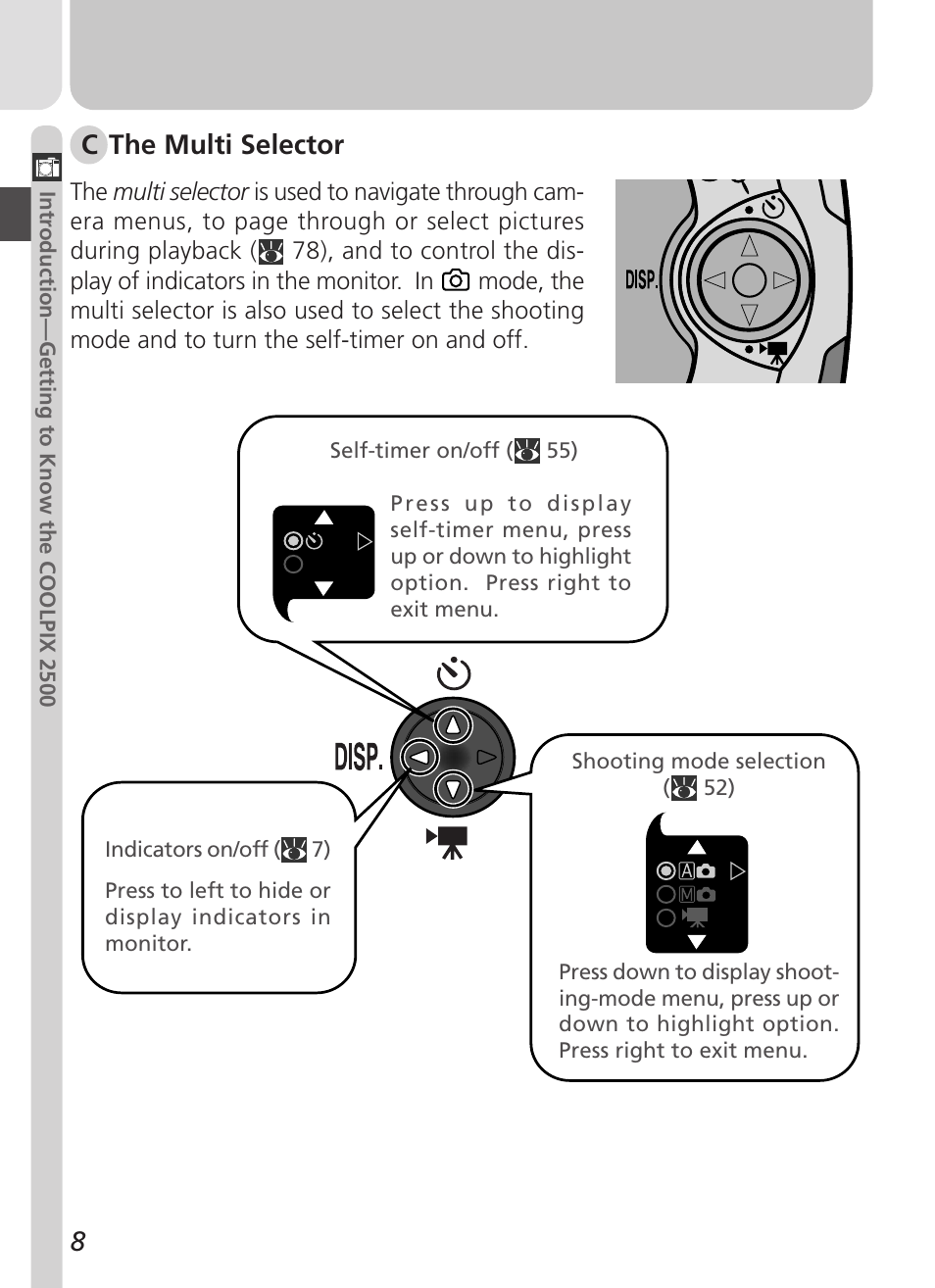 On off off, C the multi selector | Nikon Coolpix 2500 User Manual | Page 20 / 120