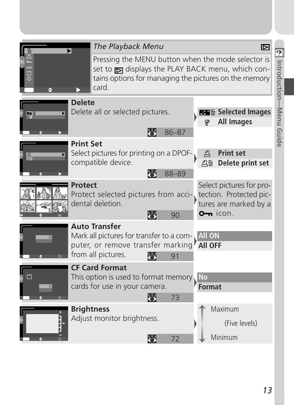 Brightness adjust monitor brightness, Intr oduction—menu guide | Nikon Coolpix 2500 User Manual | Page 25 / 120