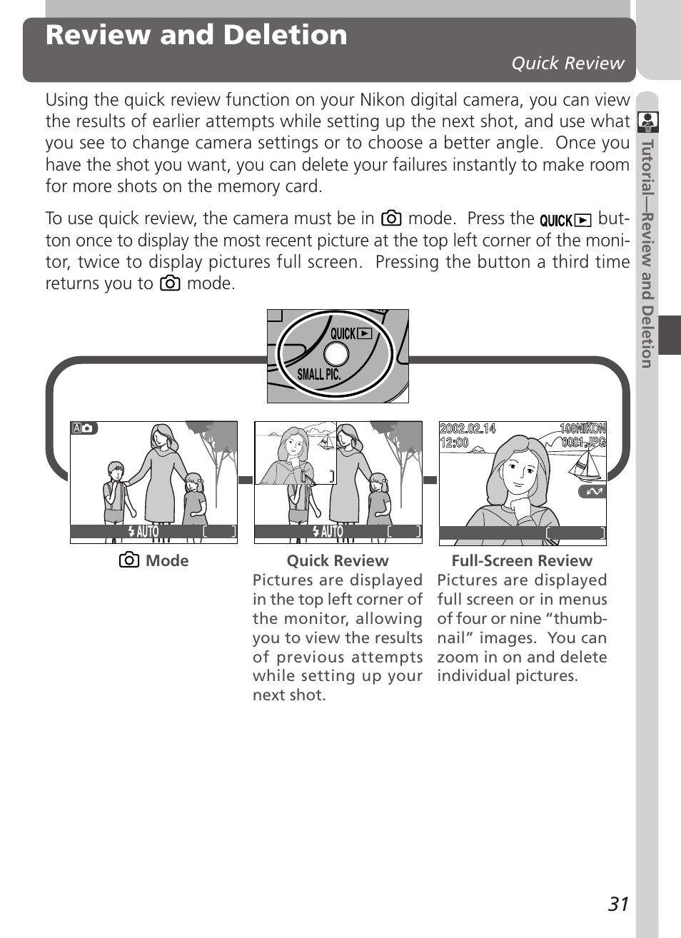 Review and deletion | Nikon Coolpix 2500 User Manual | Page 43 / 120