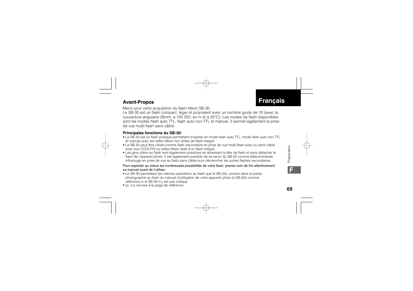 Français | Nikon SB-30 User Manual | Page 71 / 139