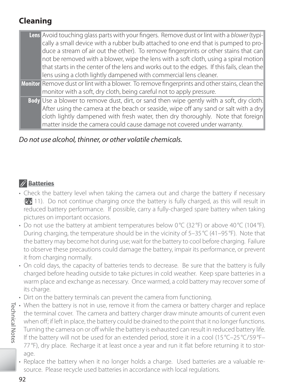 Cleaning | Nikon COOLPIX S6 User Manual | Page 102 / 119