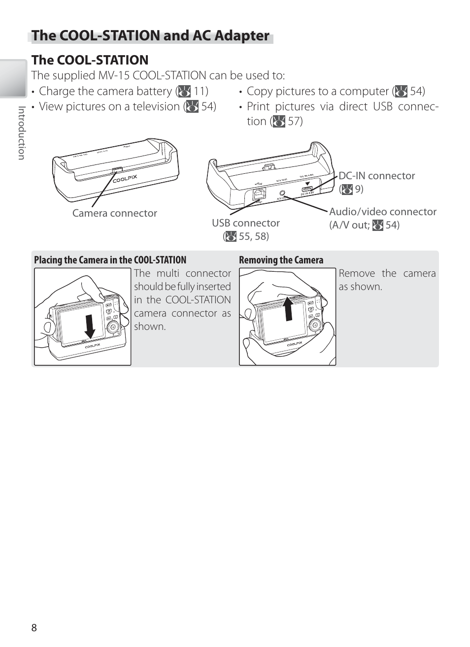 The cool-station and ac adapter, The cool-station | Nikon COOLPIX S6 User Manual | Page 18 / 119