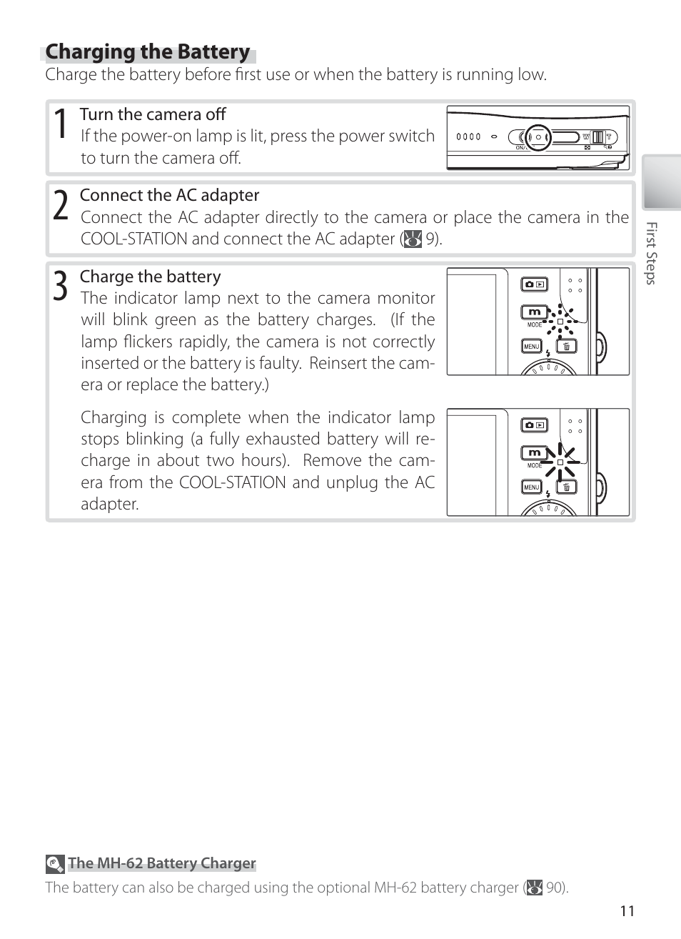 Charging the battery | Nikon COOLPIX S6 User Manual | Page 21 / 119