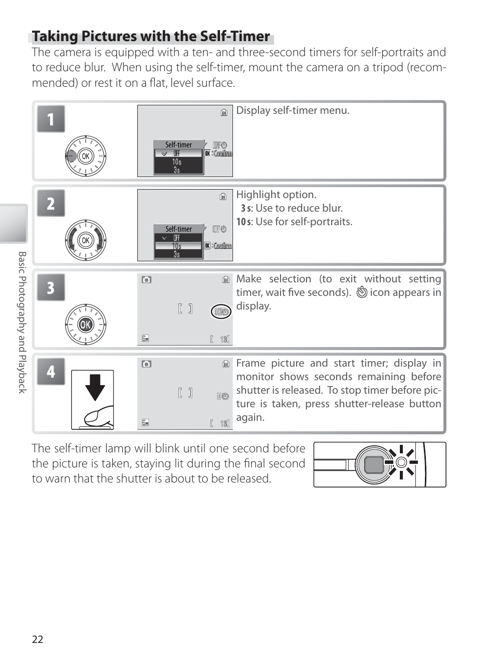 Taking pictures with the self-timer | Nikon COOLPIX S6 User Manual | Page 32 / 119